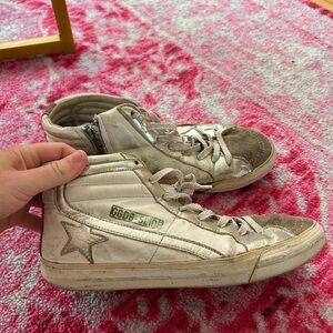 Golden Goose White and Gray Sneakers